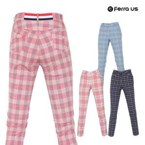 보스케 여성 봄 가을 골프 웨어 반 밴딩 데일리 체크 바지