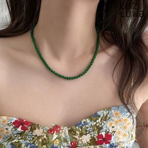 [루즈루나] 칼린나 그린 오닉스 원석 비즈 실버925 목걸이