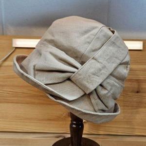 [애슬릿][애슬릿]린넨 무지 왕 리본 벙거지 중년 여성 봄 모자