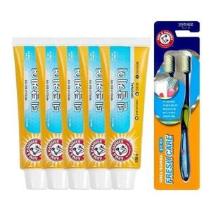 [암앤해머]암앤해머 덴탈케어 오리지날 치약 150g 1입 x5 + 프레쉬케어 칫솔 2입_10806704_587947