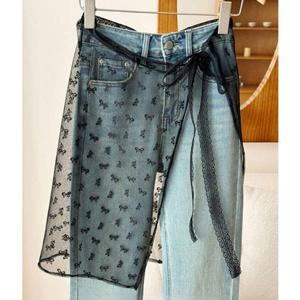 랩업레이어드 여성 힙커버 시스루 레이어드 랩스커트 1P 리본 레이스 랩업