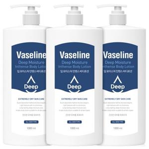 바세린 딥 모이스처 인텐스 바디로션 1000ml 3개 고보습 대용량 온가족 바디 크림