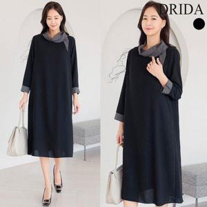 [드리다]봄 가을 스카프 장식 쉬폰 정장 빅사이즈 롱 원피스 40-50대 중년여성 엄마옷 마담 하객 상견례