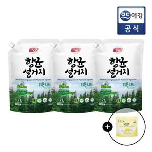 트리오 항균 설거지 1.2L 리필 3개 + 스웨이 액체캡슐 8g 6입