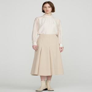 닥스 여성 베이지 턱 장식 면 밴딩 롱스커트  (DLSK5B201I2)