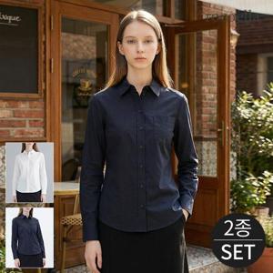 [로코엘라] 키튼 시그니쳐 로고 자수 여성 코튼 셔츠 2종세트