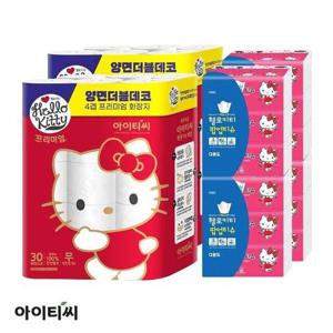 [헬로키티]4겹 프리미엄세트(프리미엄레드60롤 + 팝업티슈12팩)