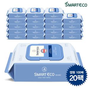 [스마트에코] 스마트에코 물티슈 100매 캡형 20팩(베이직)