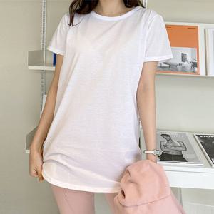 [토마토팩토리][수천장판매/자체제작/당일발송]밑단 라운드 롱 반팔 티셔츠(3color)