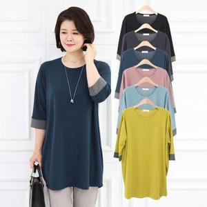 [모슬린]엄마옷 항아리 7부 배색 티셔츠 MQG126398 마담/미시옷/중년여성의류/빅사이즈/50대/60대여성옷