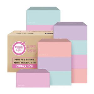 깨끗한나라 딥무드 오로라 미용티슈 200매 12입