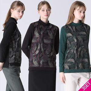 3SET [홈쇼핑방송/르오트(LeOT)] 유니크 골드포일 티블라우스 3종세트-사이즈 55~88까지