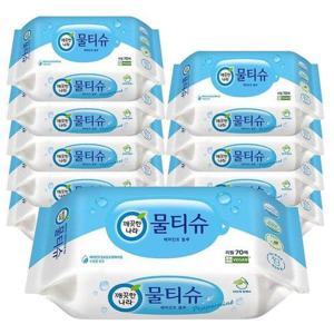 갤러리아_깨끗한나라 페퍼민트 블루 물티슈 리필 70매 10팩