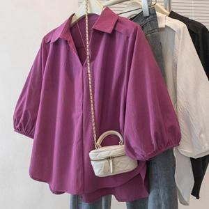 [렐라웨어]쥬핑 오픈 카라 셔츠 3color