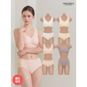 [크로커다일 이너웨어]리얼스킨 인견 브라+팬티 8종세트