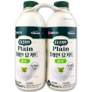 [해핑] 코스트코 서울우유 무가당 더진한 플레인 요거트 2000ml(1000ml x 2병) 마시는 요구르트