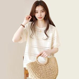 백버튼 레이스 블라우스_S5BBL013C