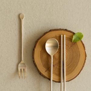 놋담 방짜유기 어린이 둥근 수저 포크 세트