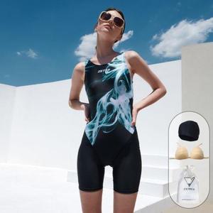 [제테스]여성 아쿠아 DT 3부 반신 실내 수영복 Smoke MT L_9A3313