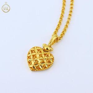 24k순금 통통 하트 망사 꽃 컷팅 목걸이 메달 펜던트 3.75g
