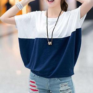 여자 라운드 티셔츠 깔끔한 반팔티 캠퍼스룩 코디 [W66CB2F]