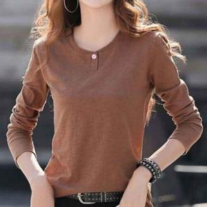 [끌레아]티셔츠 여자 흰티 무지티 단추봄 여름티 긴팔 기능성티 여성 면 작업복 U 넥 골프 베이직