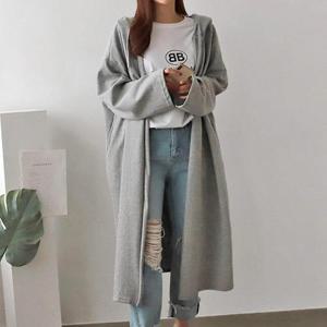 [유야]여성 99까지 면 무지 후드 긴팔 롱 가디건 -FVC0024- 봄 가을