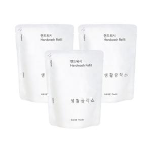[생활공작소] 핸드워시 손세정제 리필 200ml x 3개 (파우더향/청포도향 택1)