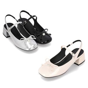 [정상가 159,000원] 엘칸토 여성 진주 리본 메리제인 슬링백 4cm LCWO29I613