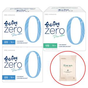 깨끗한나라 순수한면 제로 중형 16개입x2팩+대형14개입+여성청결 티슈 10매
