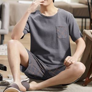 크로스 차콜 남성 반팔 잠옷 파자마 세트 남자 신상 홈웨어 빅사이즈