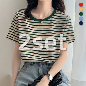 ☆2종세트☆ [유니제이] 라반 단가라 라운드 반팔티