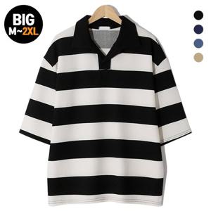 [MNC] 빅사이즈 단가라 7부티셔츠 (MDIT045LW)