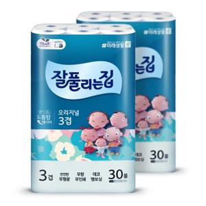 잘풀리는집 오리지날 3겹 화장지 27m 30롤 2팩