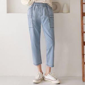 H스타일(CC)S3-7청스판아웃포겟8부베기 여름 여성 청바지 8부 배기 베기 스판 데님팬츠