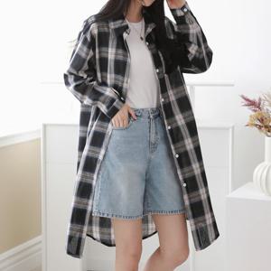 [페이릿] [~88까지]하도 루즈핏 체크 롱 셔츠