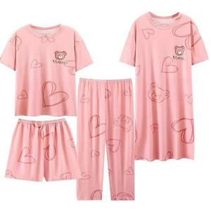 [쉬블림로브]쉬블림로브 4피스(반팔+반바지+긴바지+원피스) 여성 홈웨어 잠옷 세트 GGWD0415