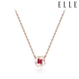 [엘르주얼리] 14K GP 루비 플라워 심플 목걸이 ELBRNN222