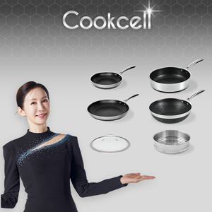 블랙큐브 쿡셀 홀로그램큐브팬 실속세트(프라이팬22cm, 프라이팬28cm, 소테팬28cm)+ 궁중팬28cm+28찜기+28유리뚜껑