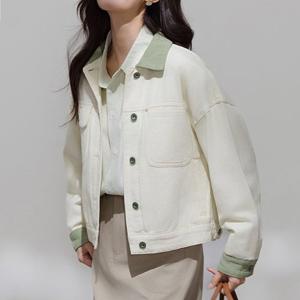 ★특가★[블랙퀸] 파스텔배색 베이지 데님 자켓 blk004606