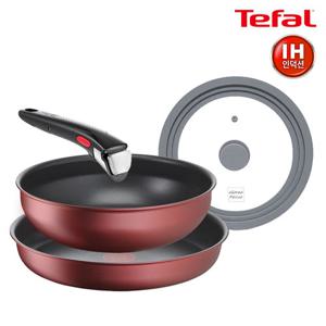 [테팔] IH 매직핸즈 그레이스 레드 단품 프라이팬 28cm+볶음팬 26cm+안심 손잡이+실리콘뚜껑