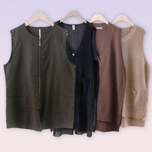 여성큰옷 빅사이즈 여성의류 아우터 니트 조끼 린넨 마 베스트  봄 여름 중