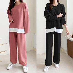 [허밍퍼플]여성용 1592 RD 리버 이중 세트 빅사이즈 상의 하의 긴팔 긴바지 착한 가격 데일리룩 여성의류