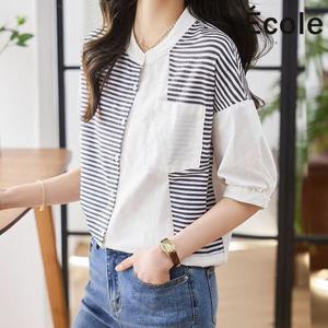 [에꼴드파리]헤이빈 배색 셔츠_F34WTB003Z