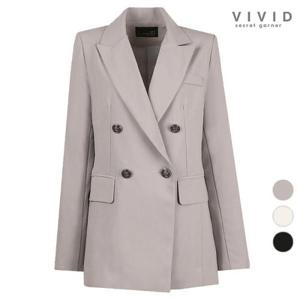 [비비드 시크릿가너]VIVID 여성 솔리드 봄여름 정장 더블자켓