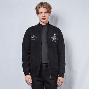 [비버리힐스폴로클럽]남성 기모 시그니처 로고 니트 집업 JP918