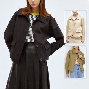 블랑디 코튼100 트윌 크롭 자켓