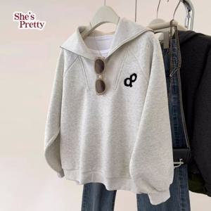 [쉬즈프리티] 라벨하프집업맨투맨