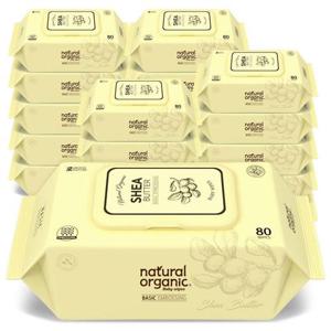 [네츄럴오가닉]네츄럴오가닉 아기물티슈 시어버터(베이직) 엠보싱 스마트캡형80매[20팩]