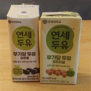 [웰빙창고] 연세두유 무가당 두유 190ml 오리지널 24팩 + 검은콩 24팩